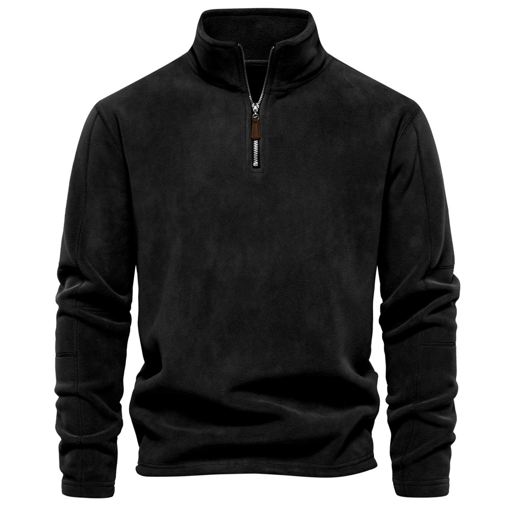 Half Zip Winter Fleece Stand Up Collar Sweater for Men