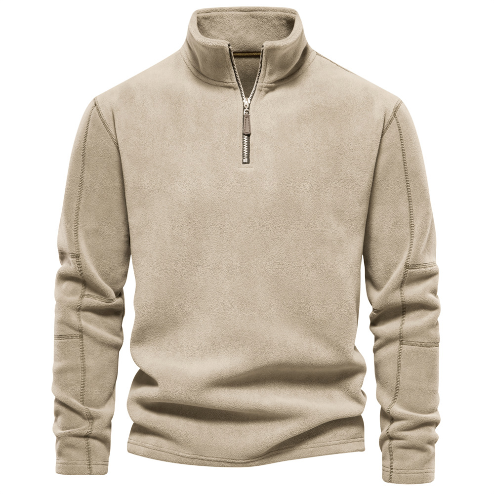 Half Zip Winter Fleece Stand Up Collar Sweater for Men