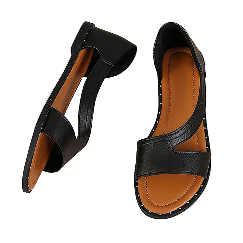 Women's Wedge Open Toe Slip-on Style Flat Sandals