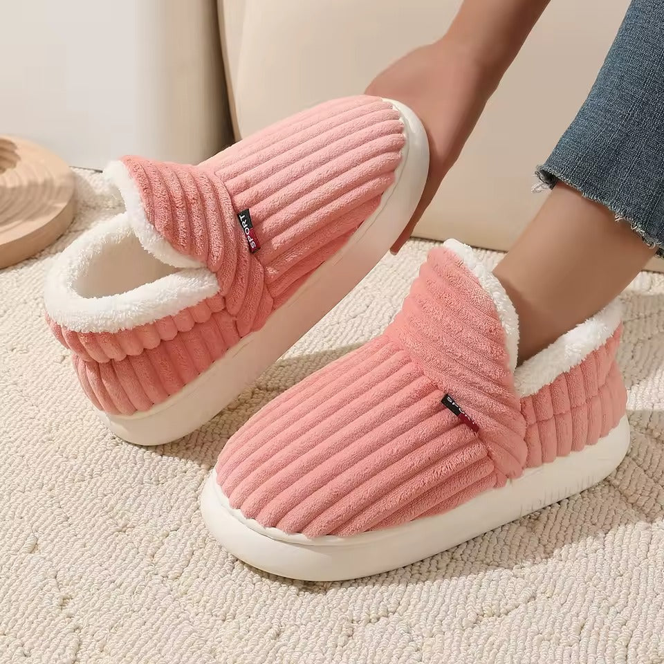 Indoor Plush Warm Winter Fleece-Lined Slippers