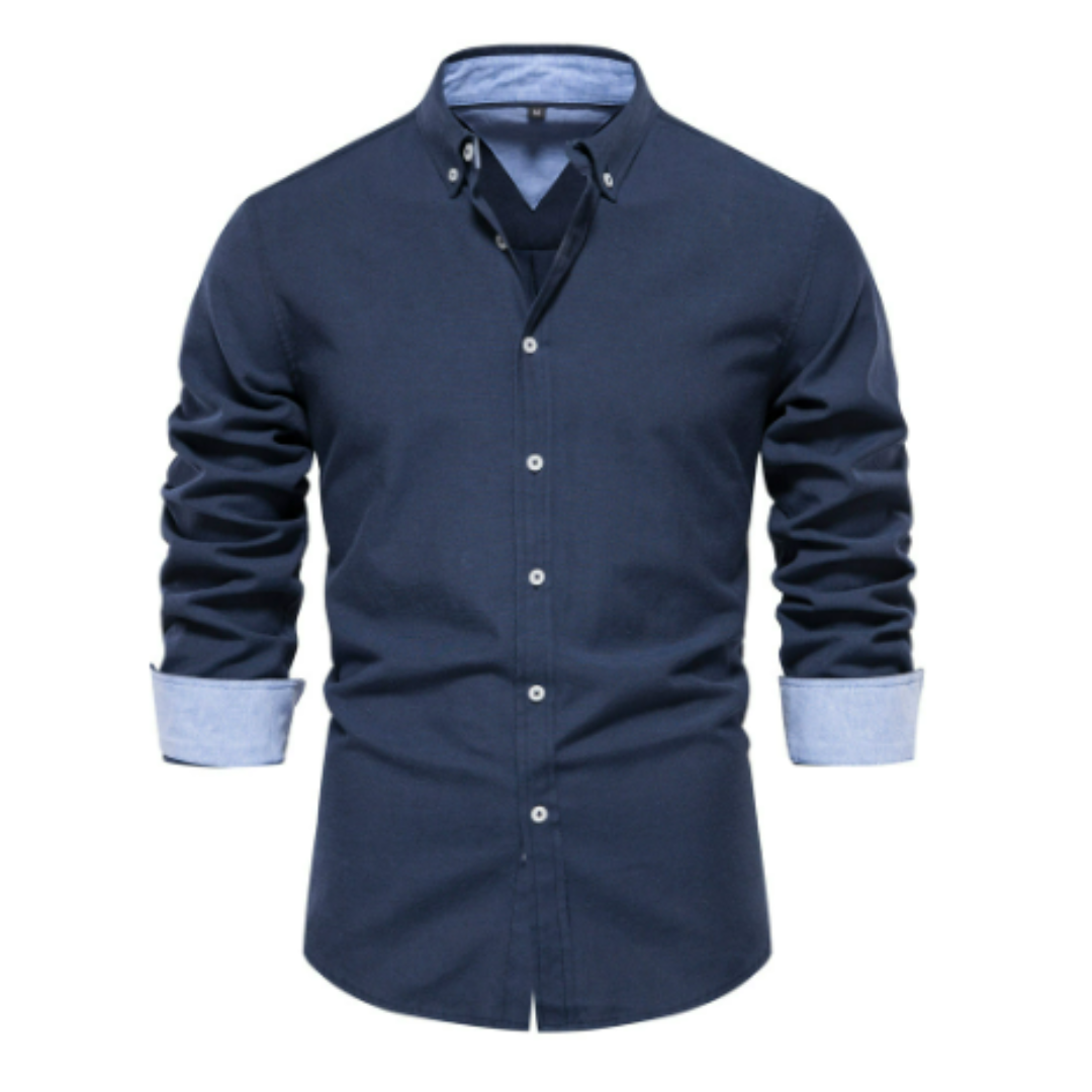 Long Sleeve Shirt with Stand-Up Collar for Men