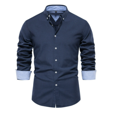 Long Sleeve Shirt with Stand-Up Collar for Men