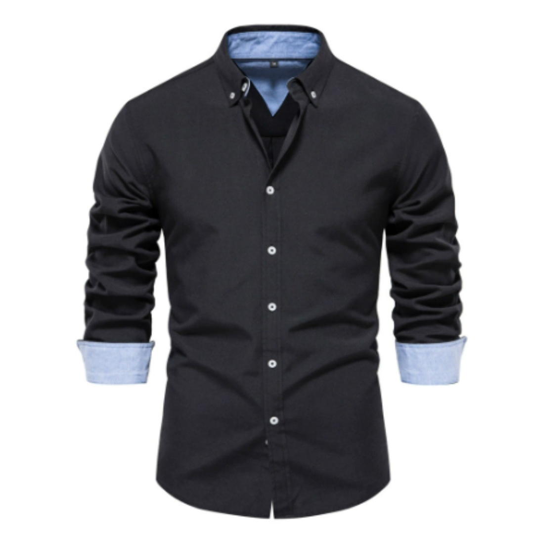 Long Sleeve Shirt with Stand-Up Collar for Men