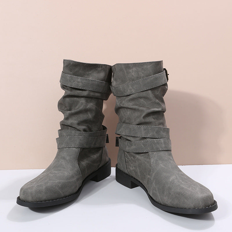 Marlowe – Slouchy Buckle Strap Mid Boot