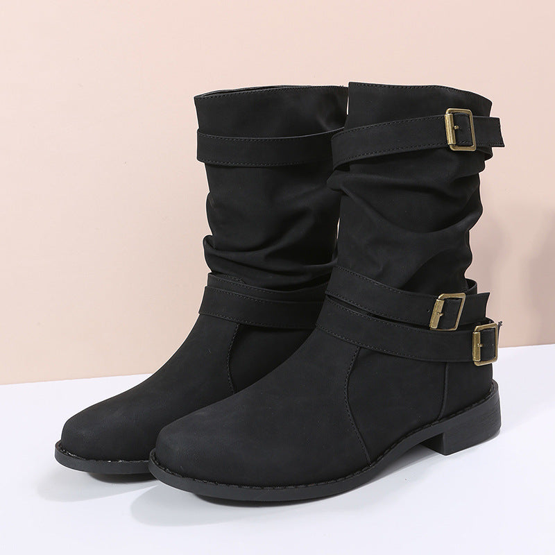 Marlowe – Slouchy Buckle Strap Mid Boot