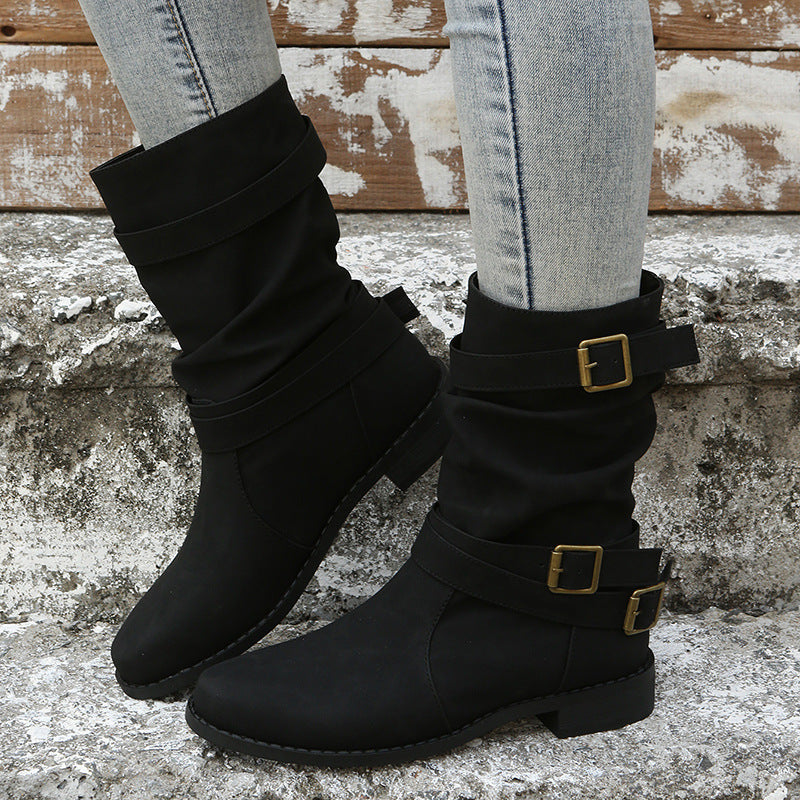 Marlowe – Slouchy Buckle Strap Mid Boot