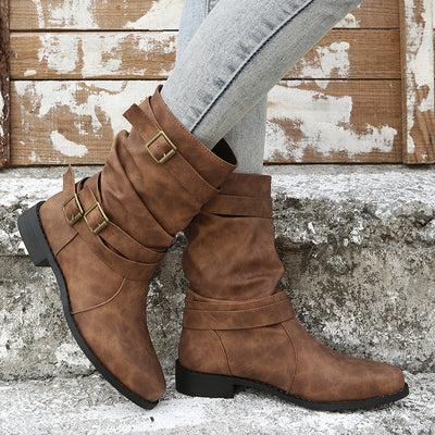 Marlowe – Slouchy Buckle Strap Mid Boot