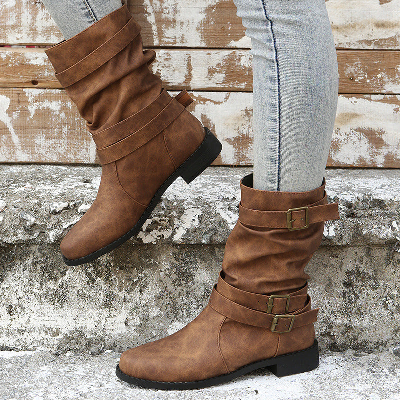 Marlowe – Slouchy Buckle Strap Mid Boot