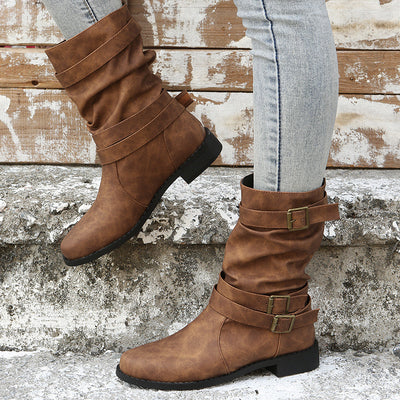 Marlowe – Slouchy Buckle Strap Mid Boot