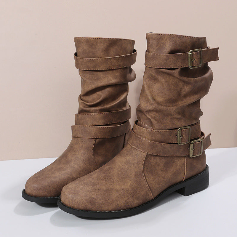 Marlowe – Slouchy Buckle Strap Mid Boot