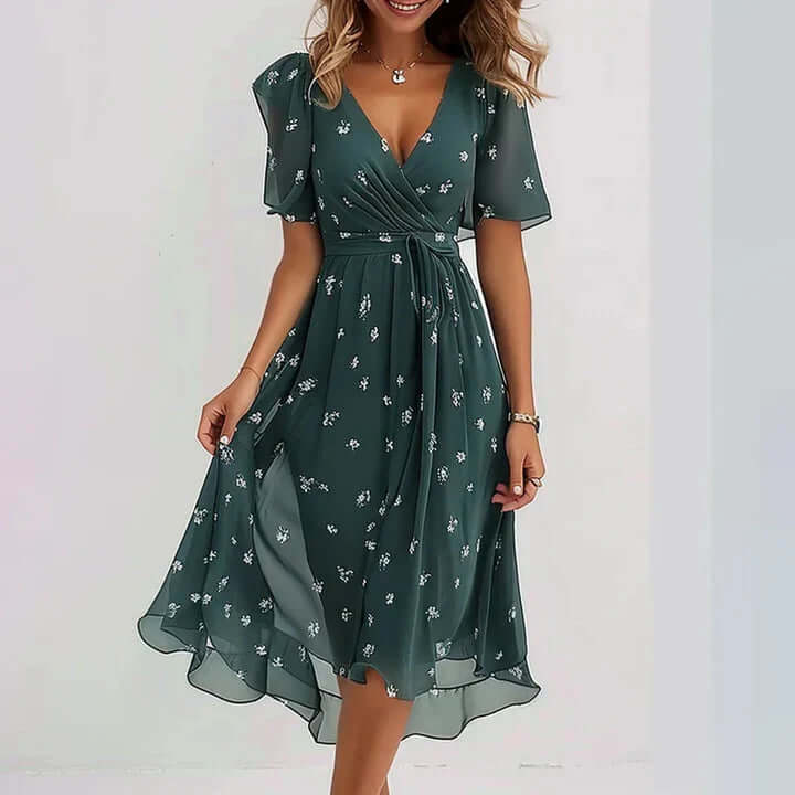 Megan - Midi Dress with Short Sleeves