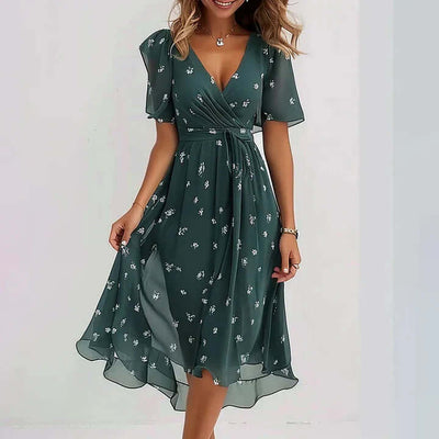 Megan - Midi Dress with Short Sleeves
