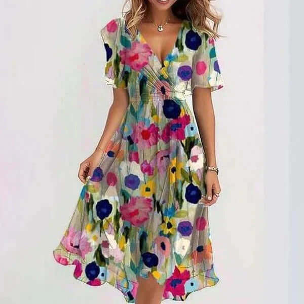 Megan - Midi Dress with Short Sleeves