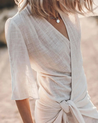Melissa - Short Sleeve V-Neck Criss-Cross Dress