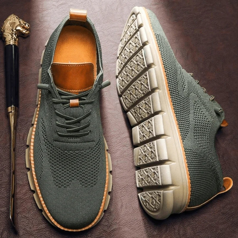 Men’s Knit Lace-Up Sneakers with Textured Sole