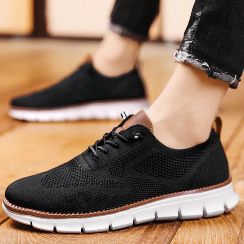 Men’s Knit Lace-Up Sneakers with Textured Sole