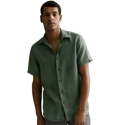 Men’s Linen Short Sleeve Shirt Casual Summer Button Up