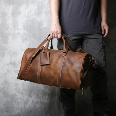 Men’s Travel Duffel Bag with Handle and Luggage Tag