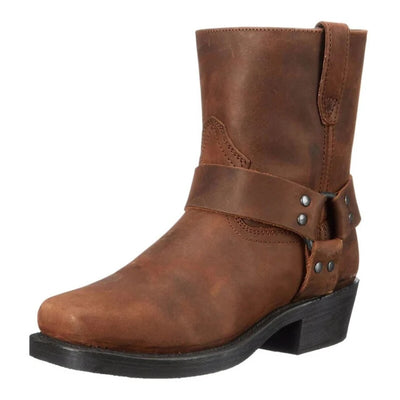Men’s Mid-Calf Harness Boots with Strap Detail
