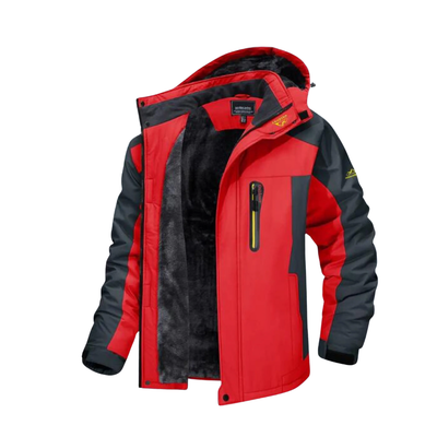 Men’s Fleece-Lined Ski Jacket with Hood and Pockets