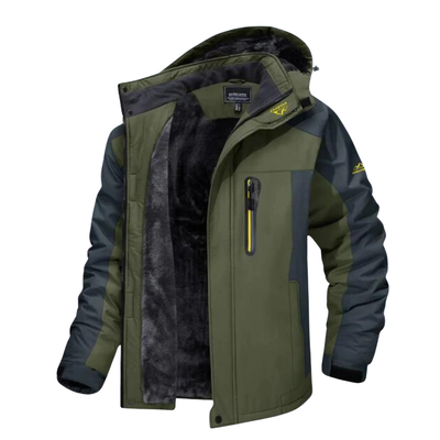 Men’s Fleece-Lined Ski Jacket with Hood and Pockets
