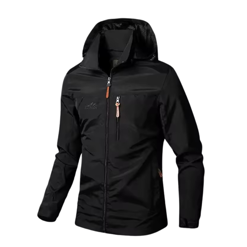 Men's Hooded Outdoor Winter Jacket with Pockets and Elastic Cuffs