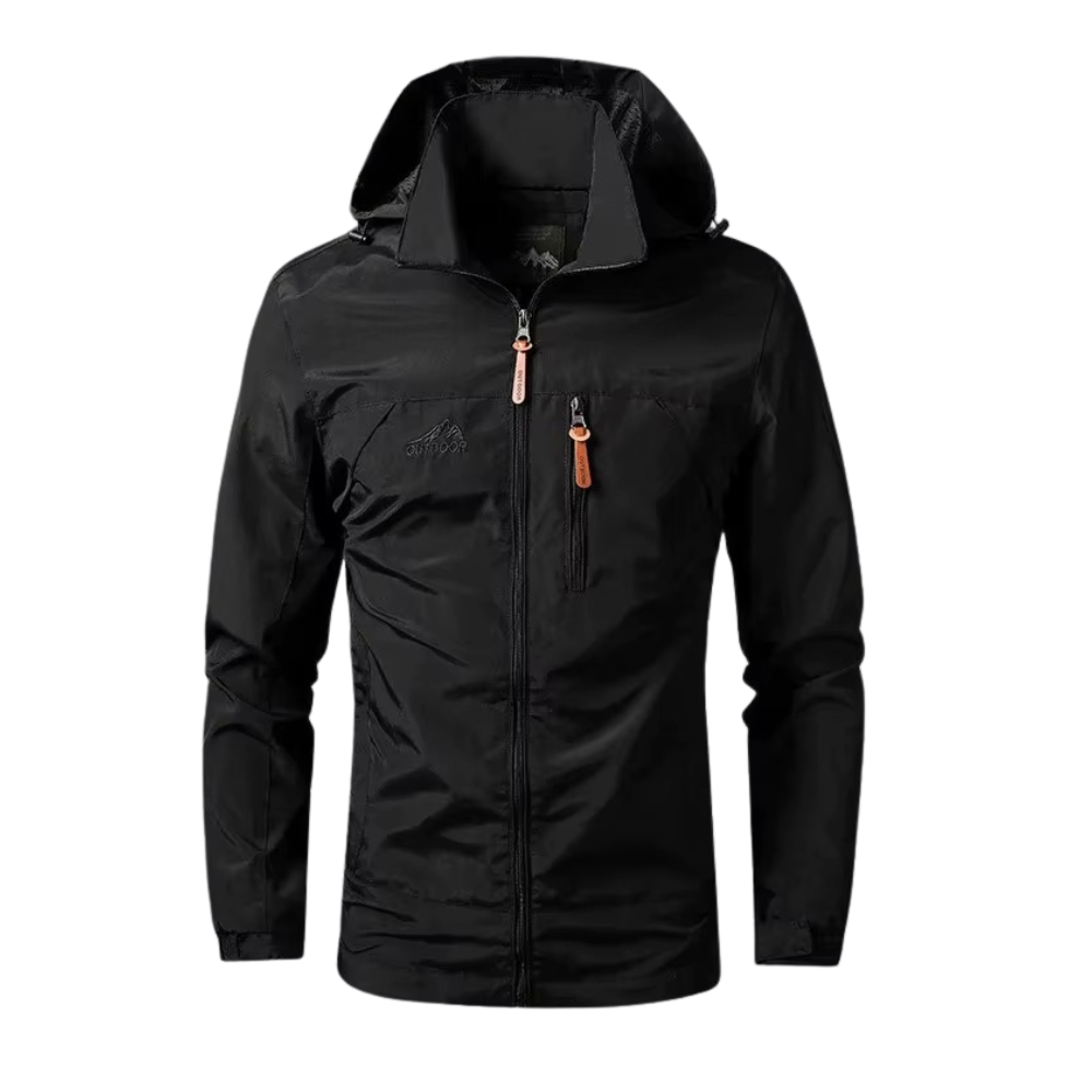 Men's Hooded Outdoor Winter Jacket with Pockets and Elastic Cuffs