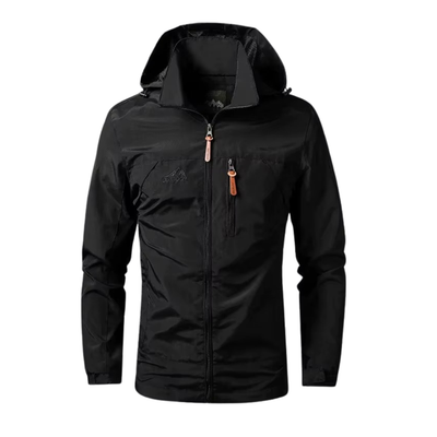 Men's Hooded Outdoor Winter Jacket with Pockets and Elastic Cuffs