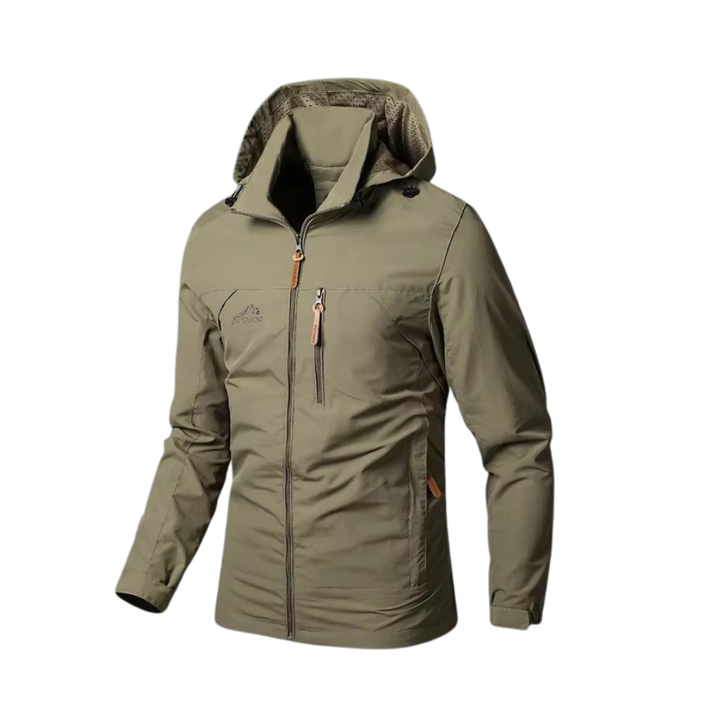 Men's Hooded Outdoor Winter Jacket with Pockets and Elastic Cuffs
