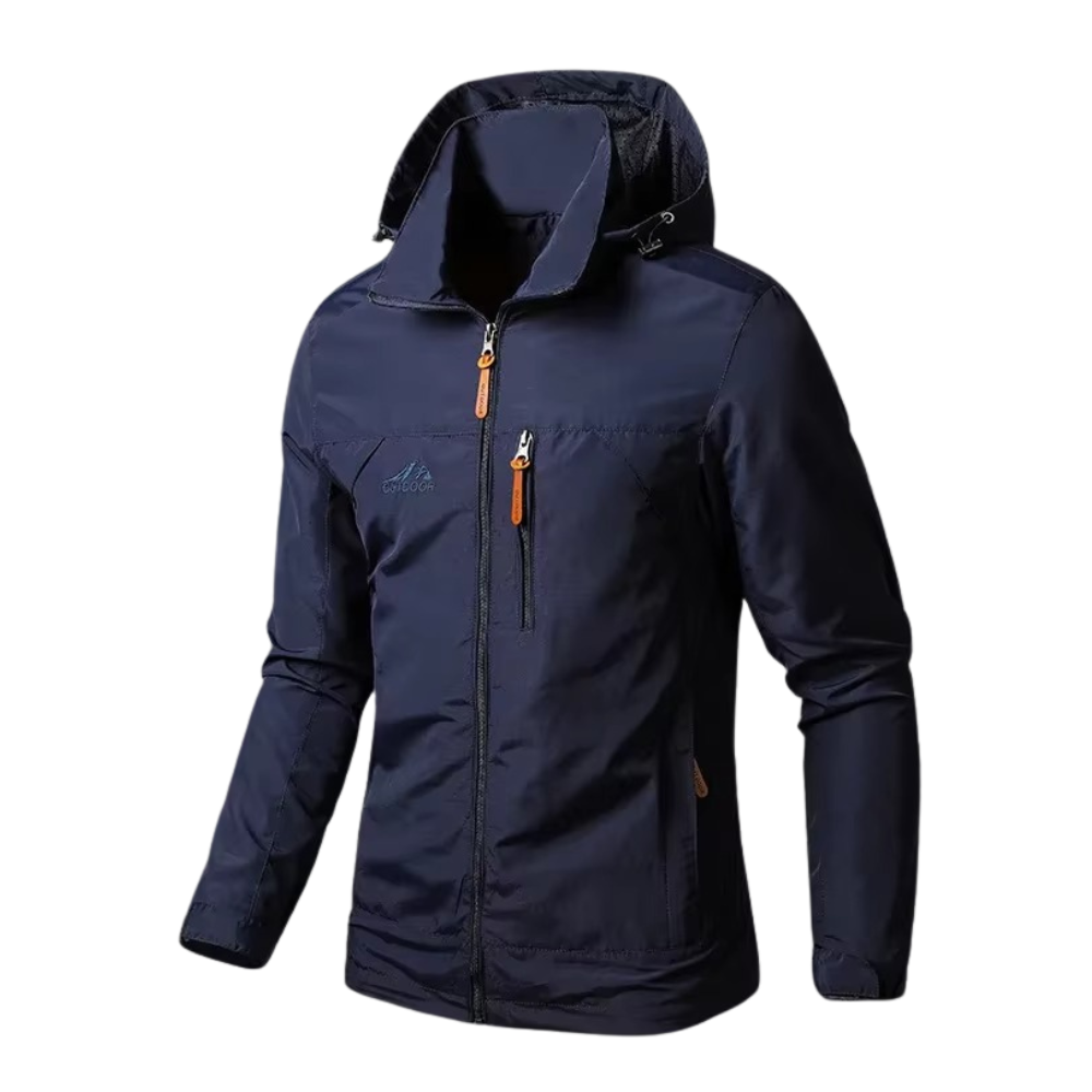 Men's Hooded Outdoor Winter Jacket with Pockets and Elastic Cuffs
