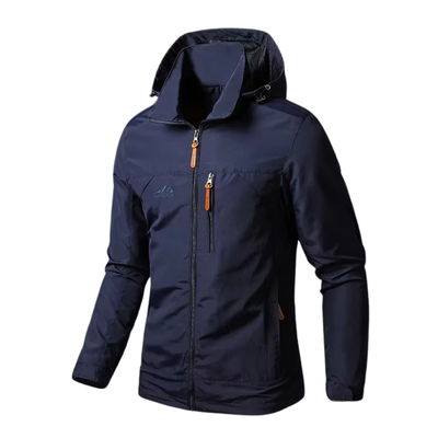 Men's Hooded Outdoor Winter Jacket with Pockets and Elastic Cuffs