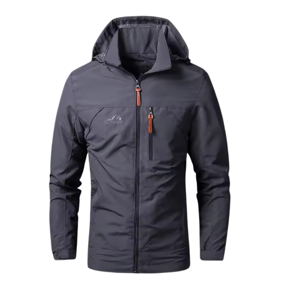Men's Hooded Outdoor Winter Jacket with Pockets and Elastic Cuffs