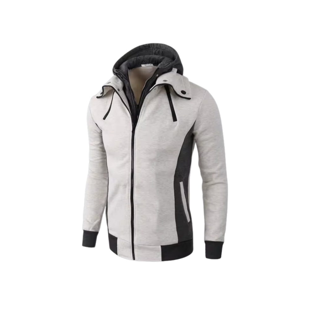 Men’s Zip-Up Hooded Full Sleeves Jacket with Drawstring