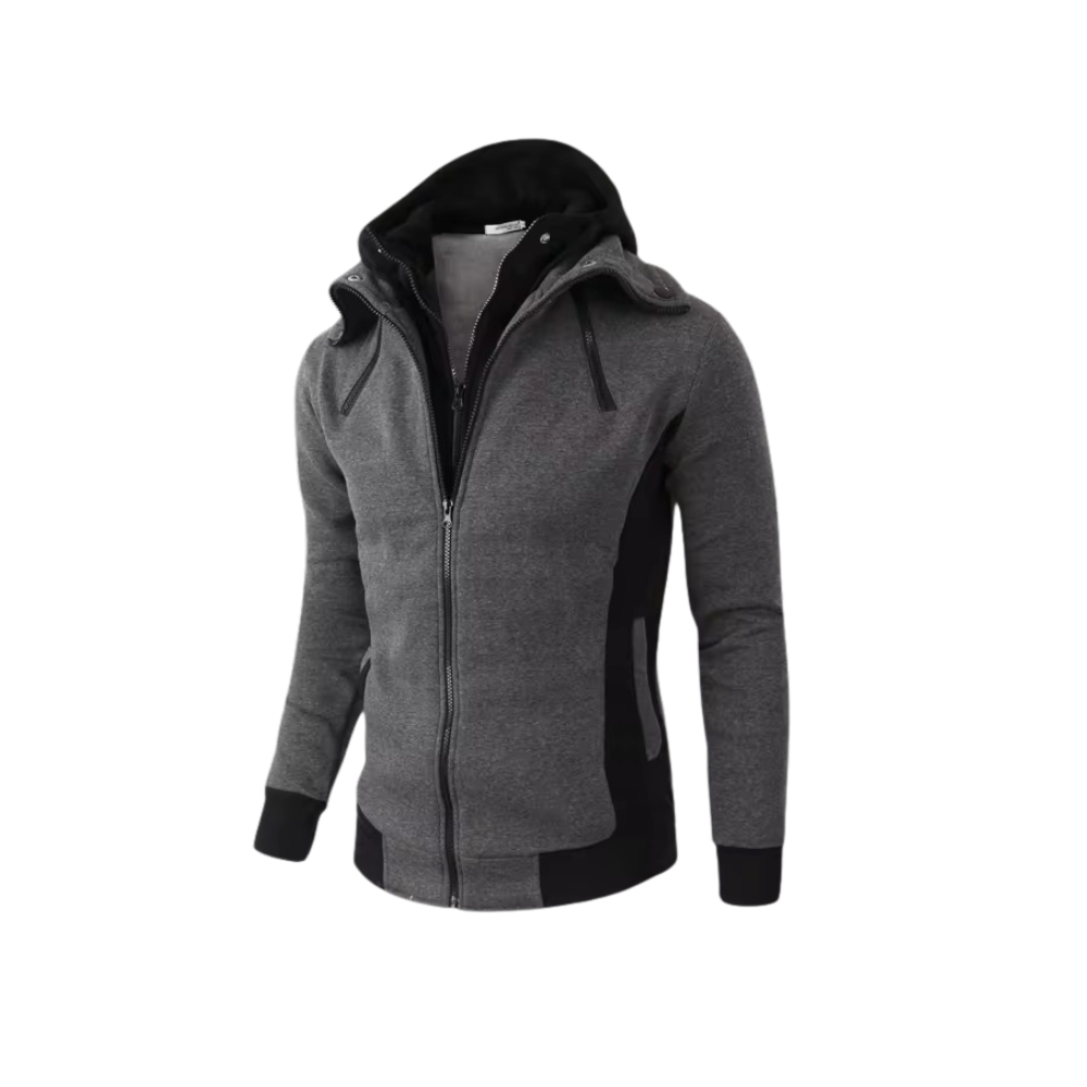 Men’s Zip-Up Hooded Full Sleeves Jacket with Drawstring