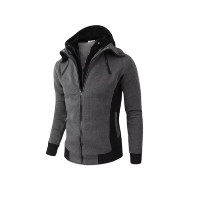 Men’s Zip-Up Hooded Full Sleeves Jacket with Drawstring