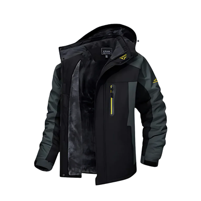 Men’s Fleece-Lined Ski Jacket with Hood and Pockets