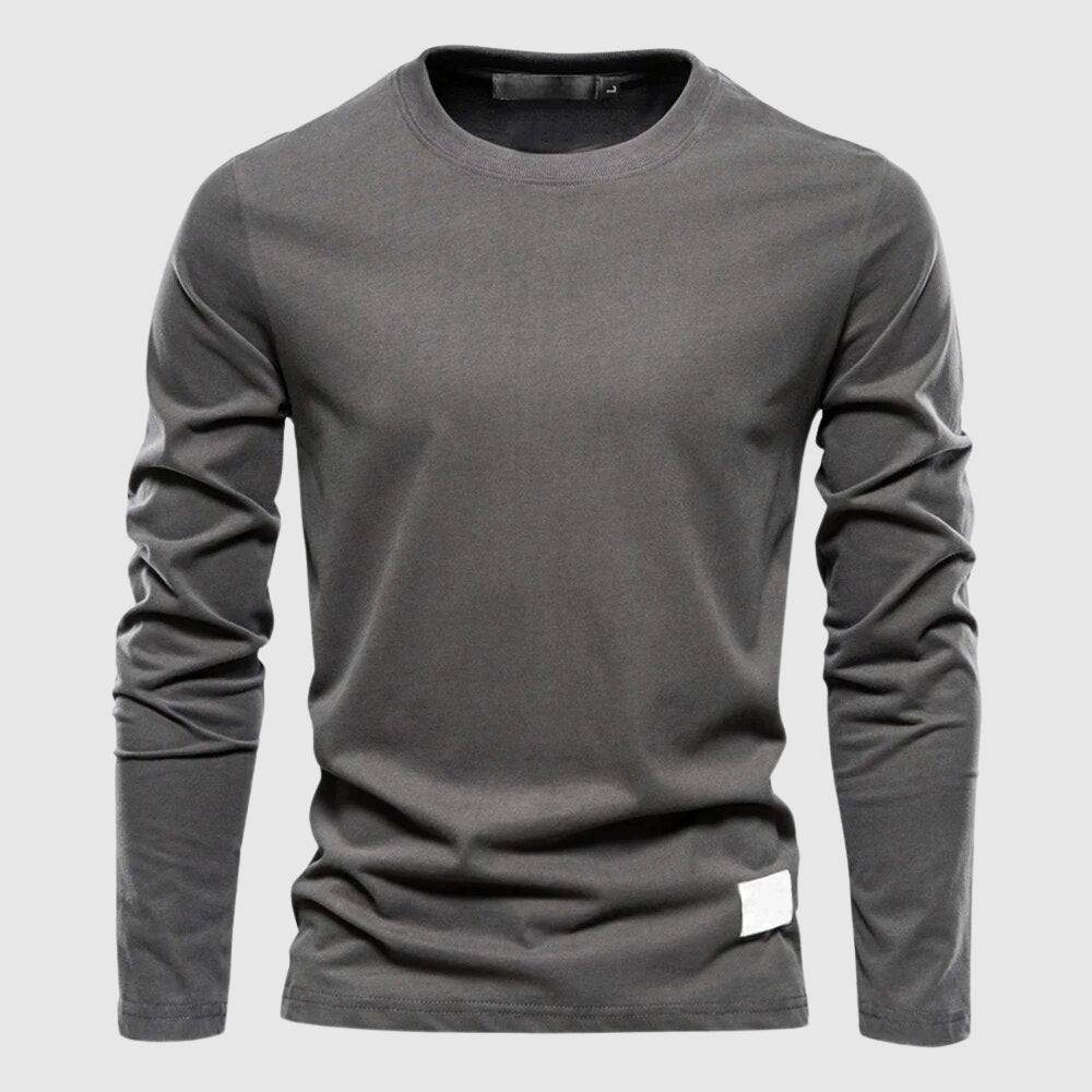 Men’s Long Sleeve Round Neck Shirt with Surface for Daily Seasonal Use