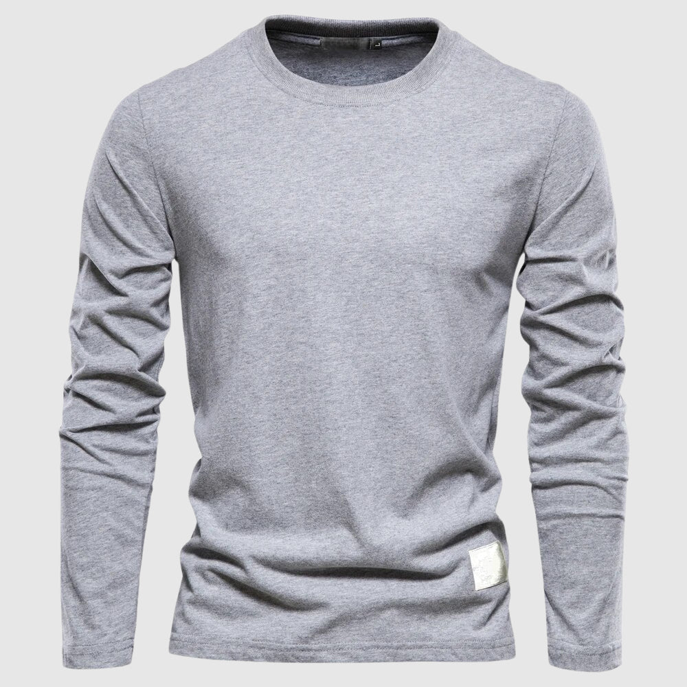 Men’s Long Sleeve Round Neck Shirt with Surface for Daily Seasonal Use