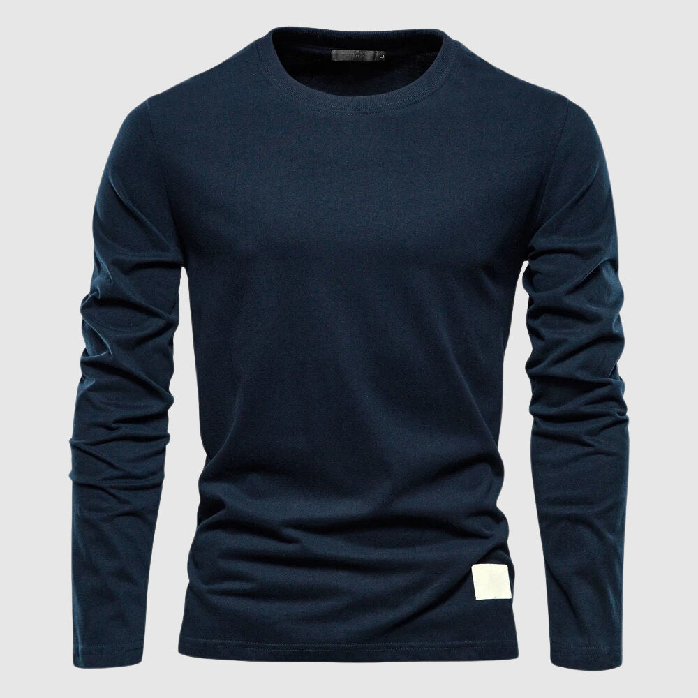 Men’s Long Sleeve Round Neck Shirt with Surface for Daily Seasonal Use