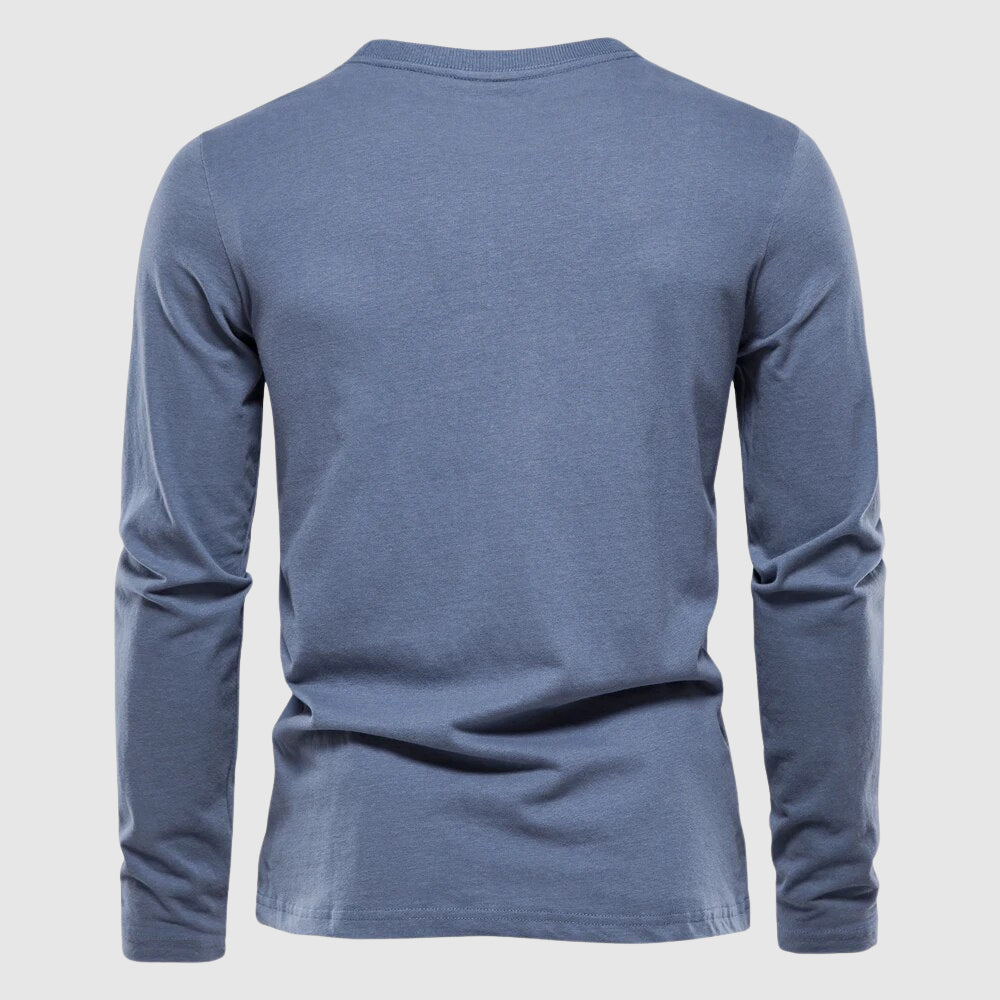 Men’s Long Sleeve Round Neck Shirt with Surface for Daily Seasonal Use