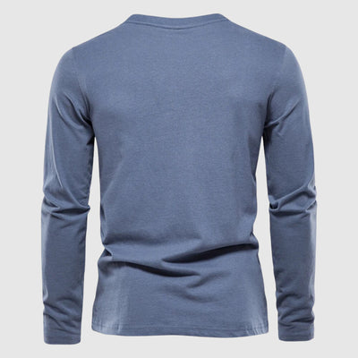 Men’s Long Sleeve Round Neck Shirt with Surface for Daily Seasonal Use