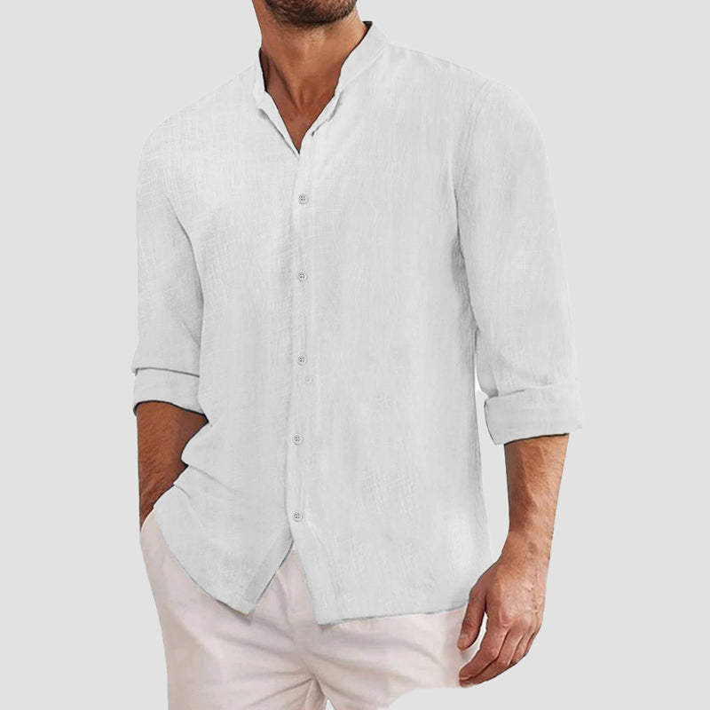 Men’s Long Sleeve Shirt with Button Front and Surface for Daily Use