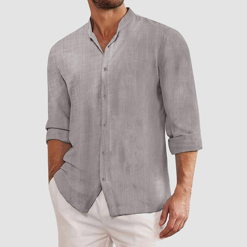 Men’s Long Sleeve Shirt with Button Front and Surface for Daily Use