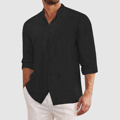 Men’s Long Sleeve Shirt with Button Front and Surface for Daily Use