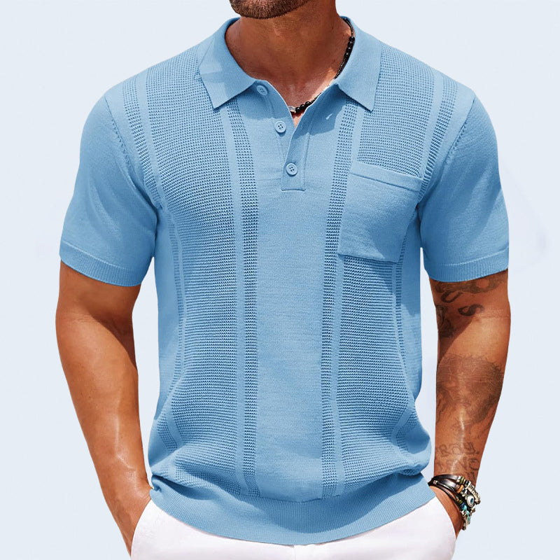 Men’s Polo Shirt with Button Front and Surface for Daily Use