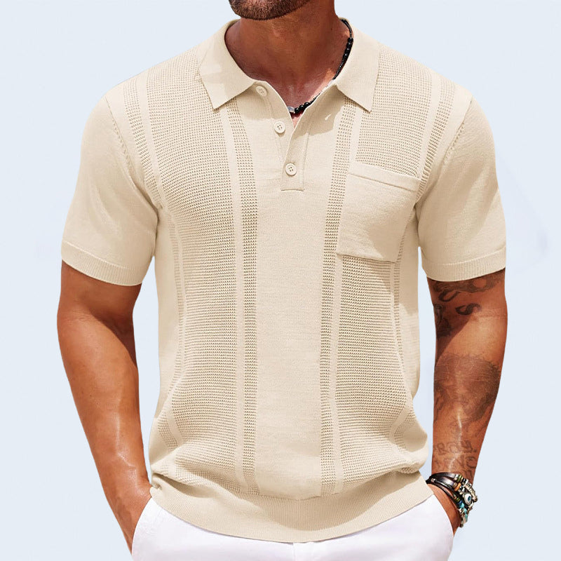 Men’s Polo Shirt with Button Front and Surface for Daily Use