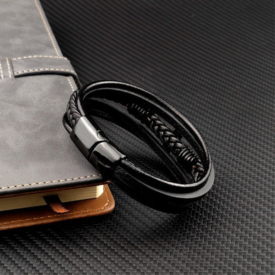 Men’s Black Cross Bracelet with Adjustable Fit