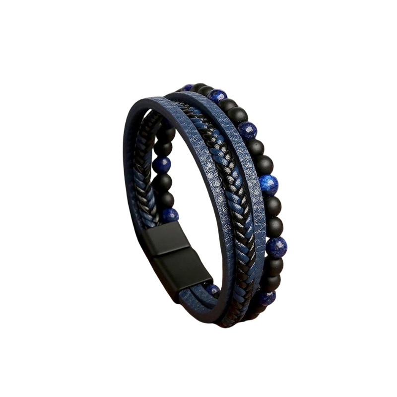 Men’s Braided Multi-Strand Bracelet with Bead Detail