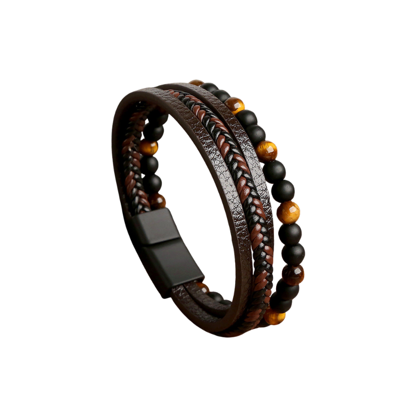 Men’s Braided Multi-Strand Bracelet with Bead Detail