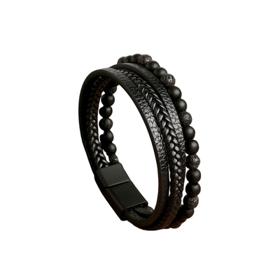 Men’s Braided Multi-Strand Bracelet with Bead Detail